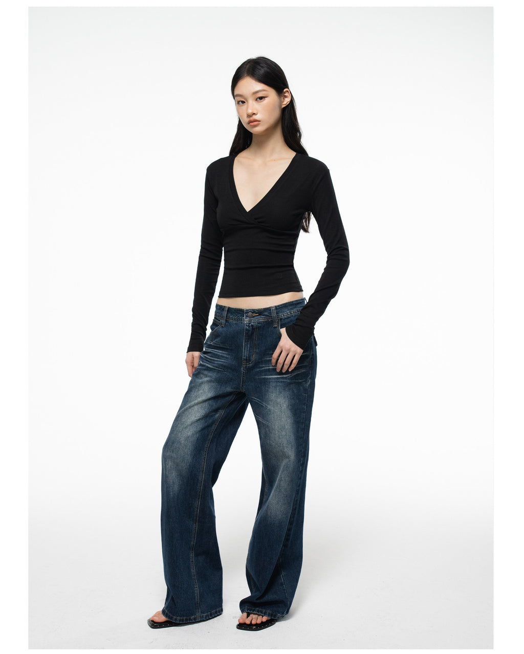Deep V Wrap Top (2color)