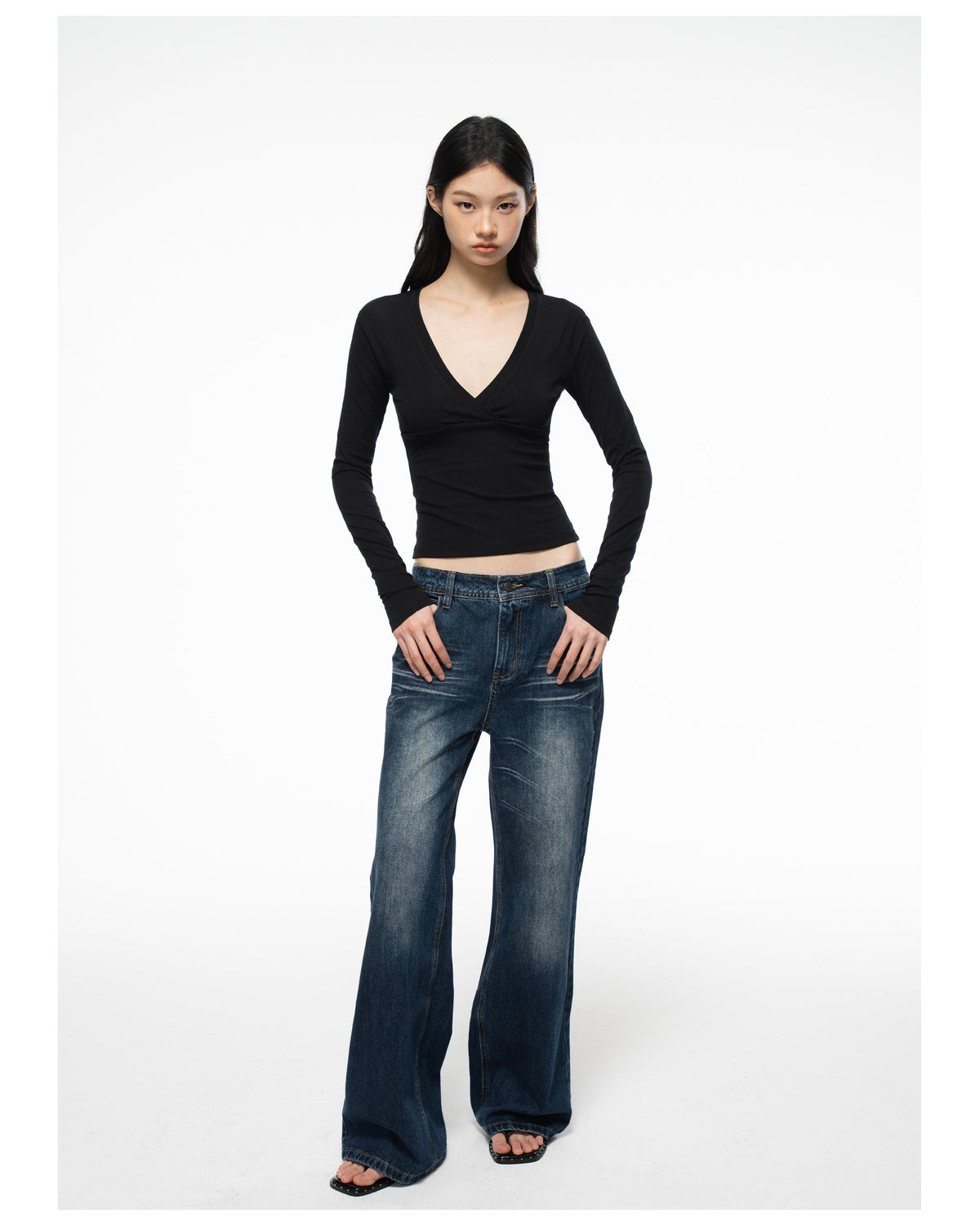 Deep V Wrap Top (2color)