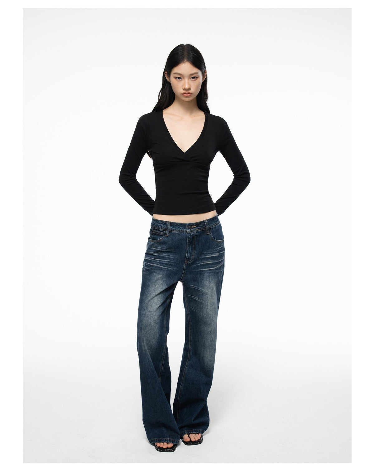 Deep V Wrap Top (2color)