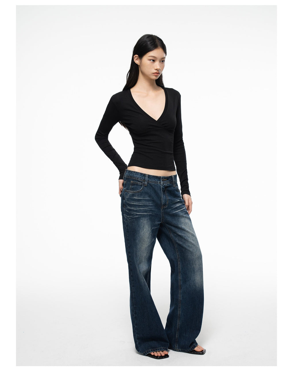 Deep V Wrap Top (2color)