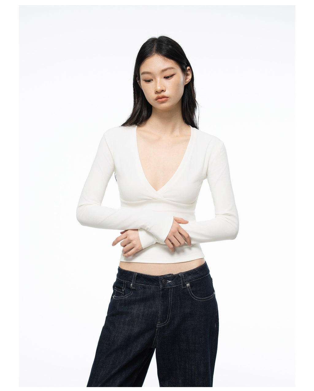 Deep V Wrap Top (2color)