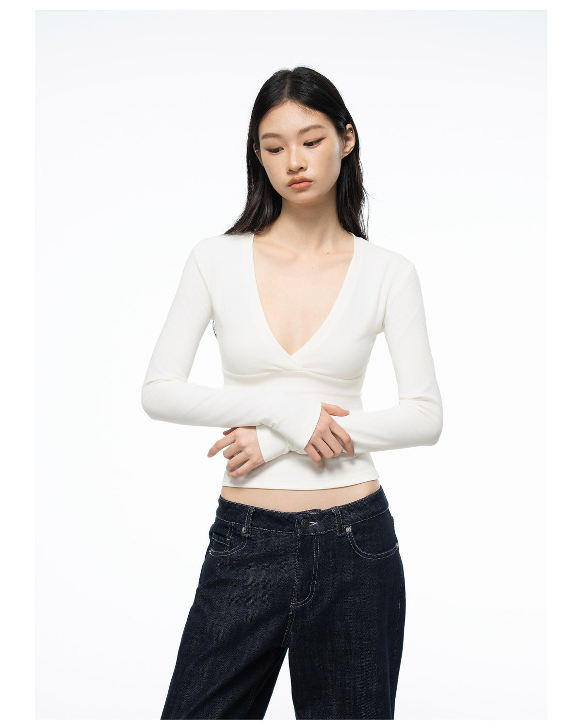 Deep V Wrap Top (2color)