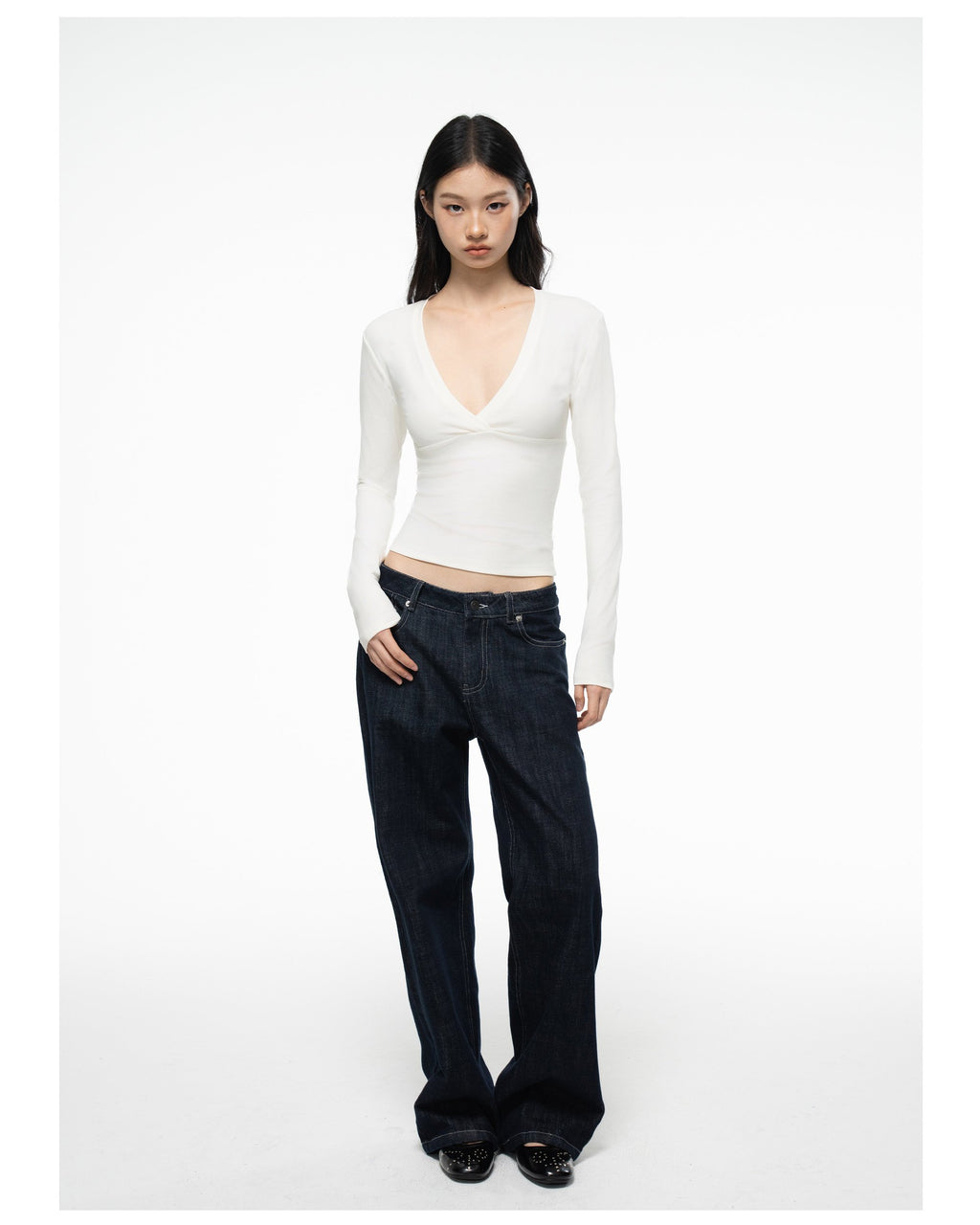 Deep V Wrap Top (2color)
