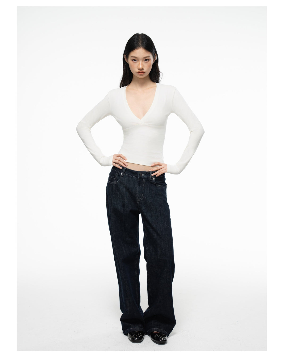 Deep V Wrap Top (2color)