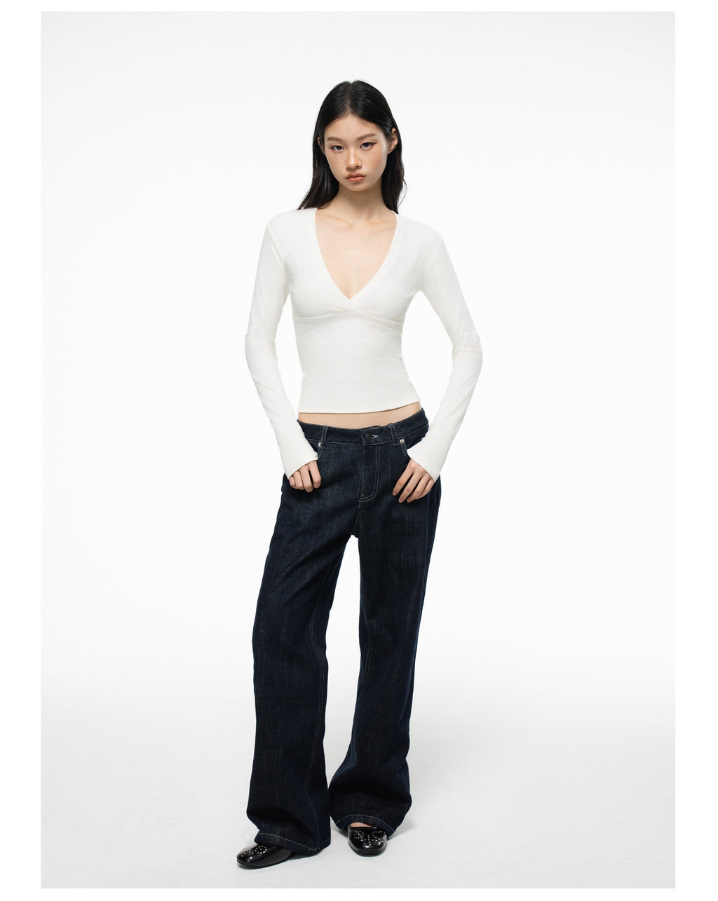 Deep V Wrap Top (2color)