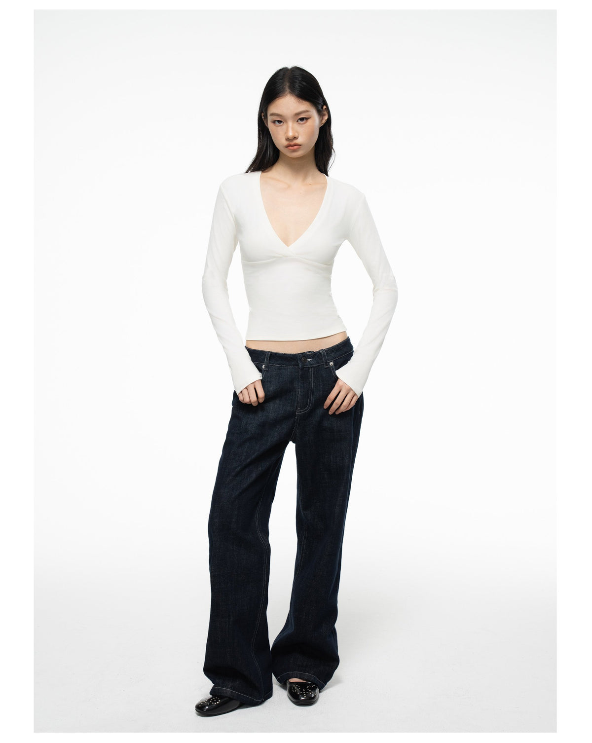 Deep V Wrap Top (2color)