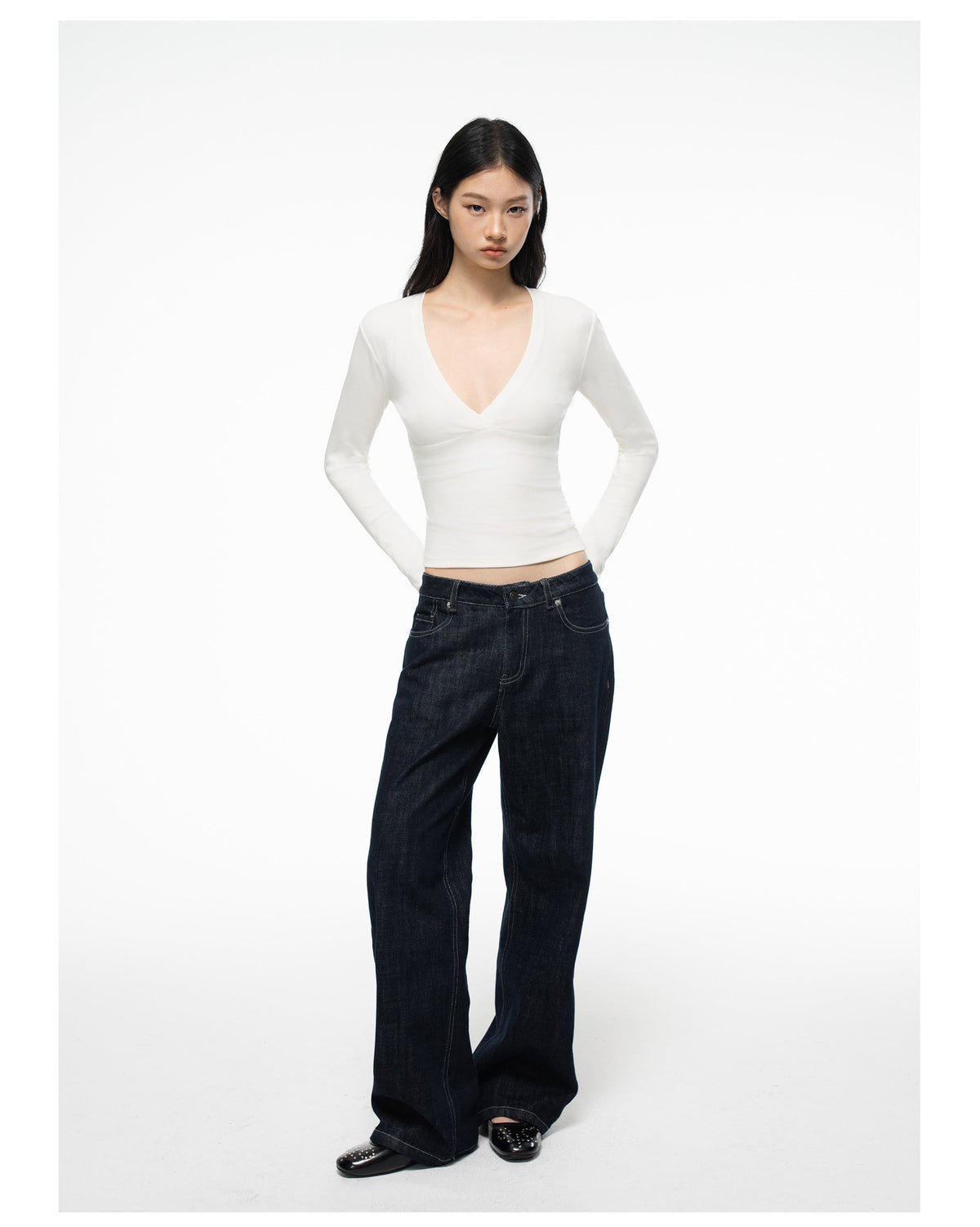 Deep V Wrap Top (2color)