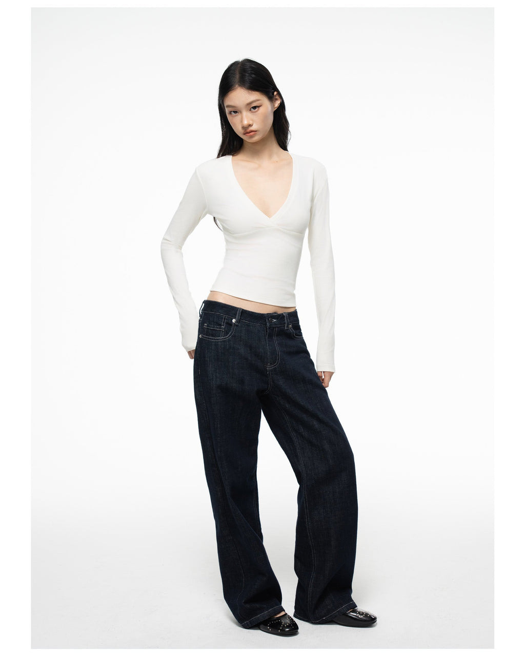 Deep V Wrap Top (2color)
