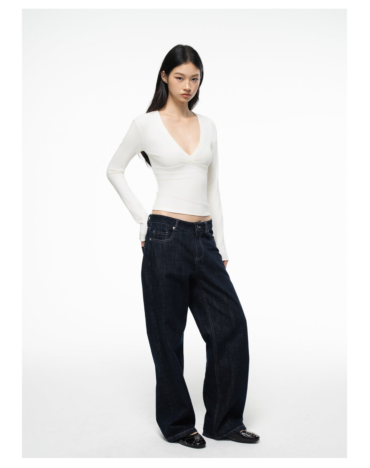 Deep V Wrap Top (2color)