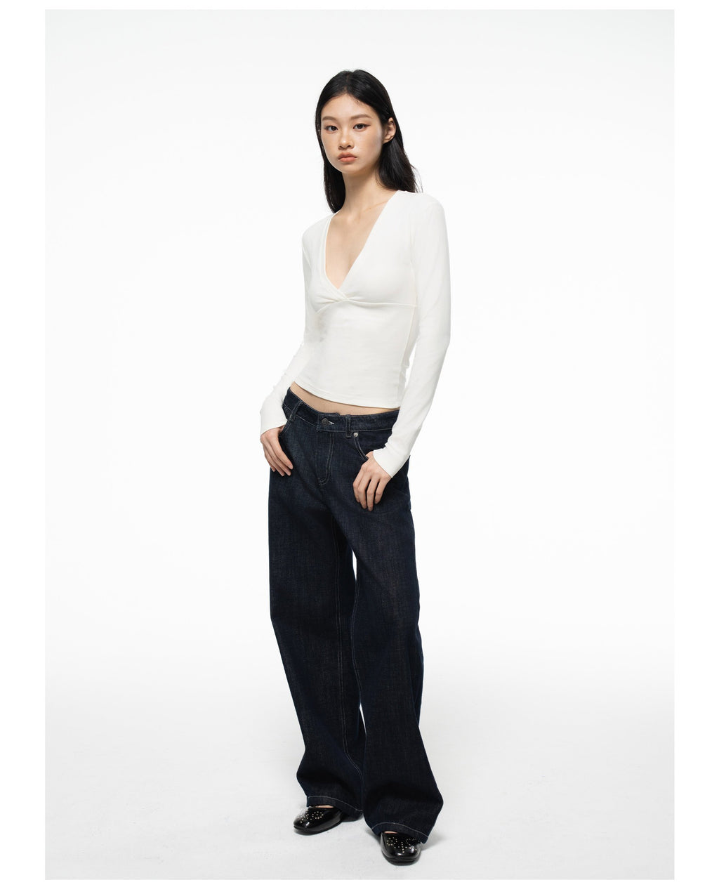Deep V Wrap Top (2color)