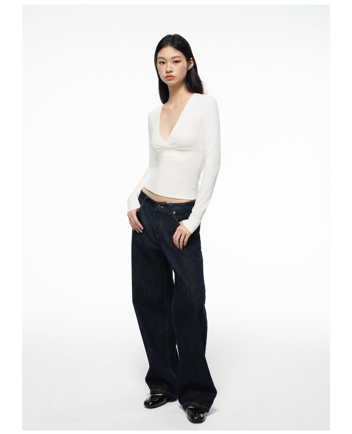 Deep V Wrap Top (2color)