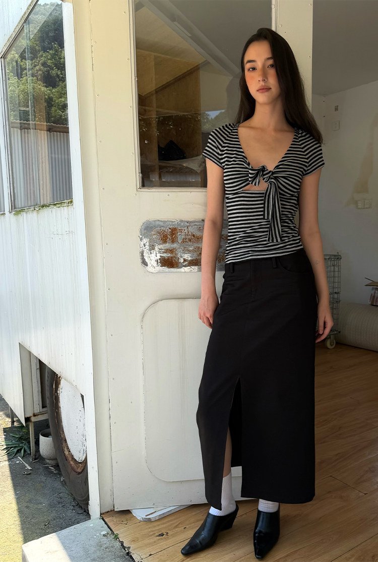 Striped Tie Front Top