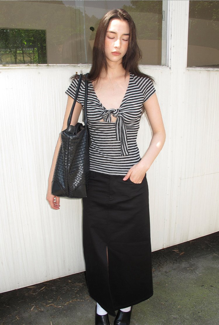 Striped Tie Front Top