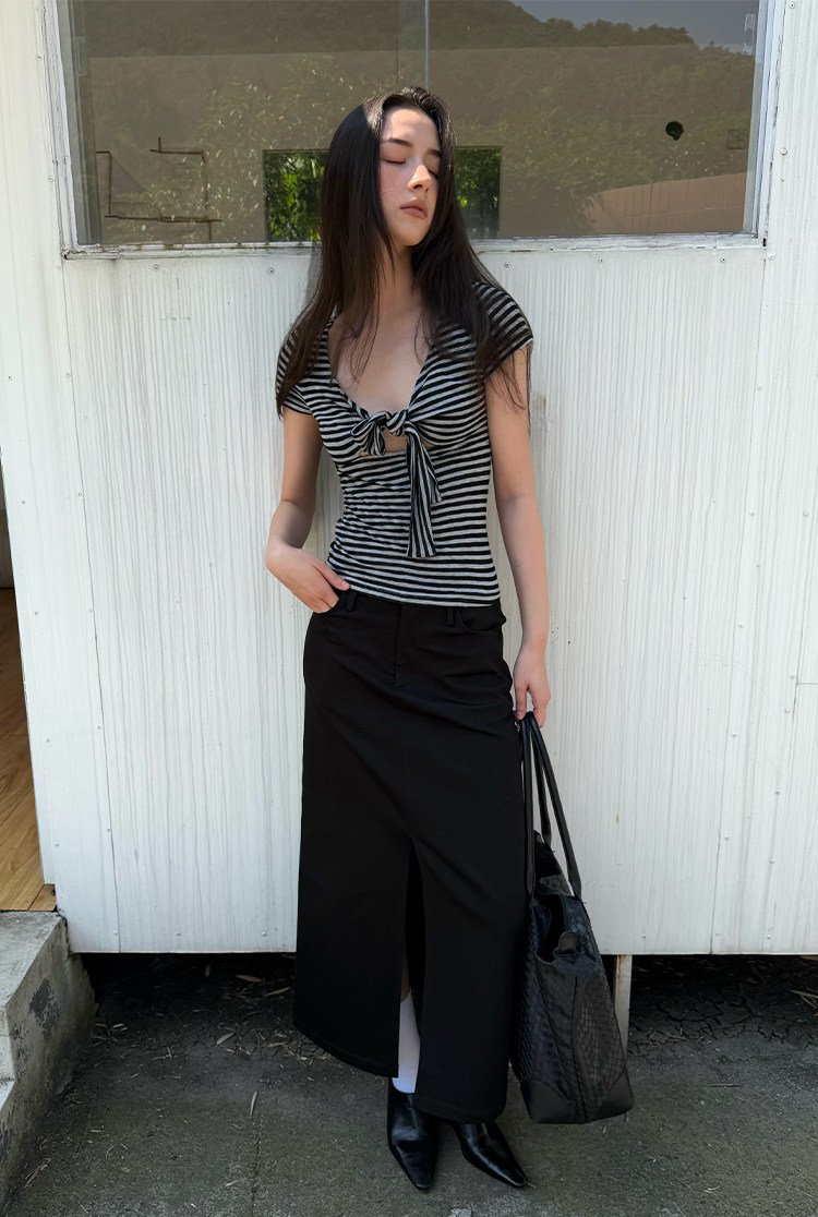 Striped Tie Front Top
