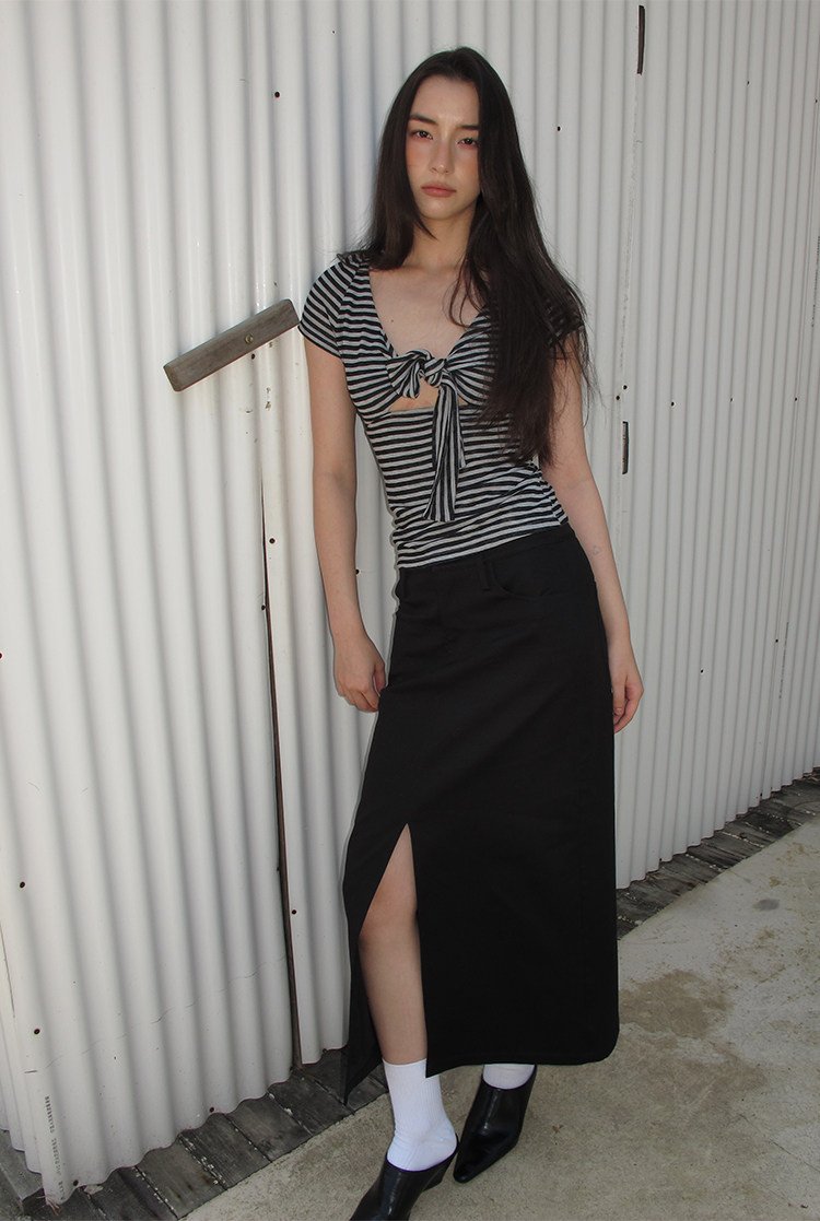 Striped Tie Front Top