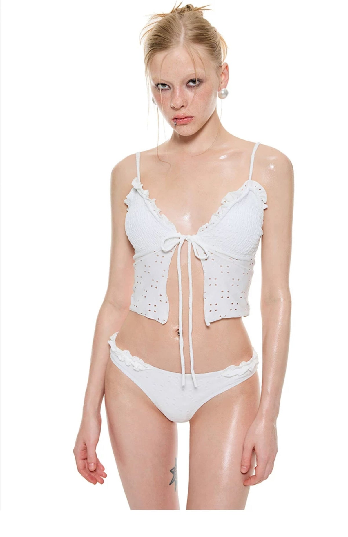Lace Frill Tie Swim Set (2Piece)