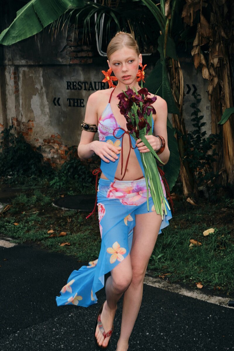 Island Bloom Tie Halter Swim Set (3Piece)
