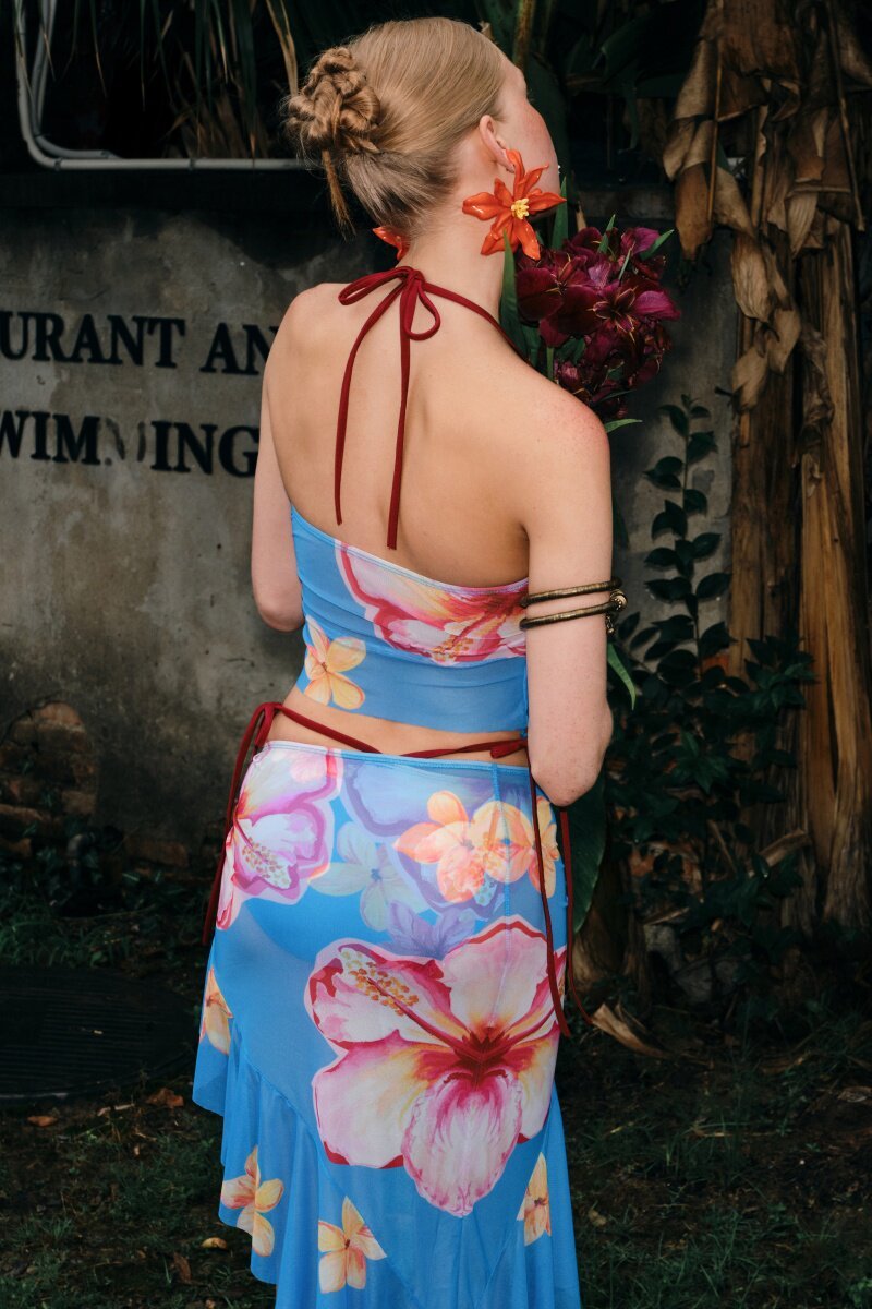 Island Bloom Tie Halter Swim Set (3Piece)