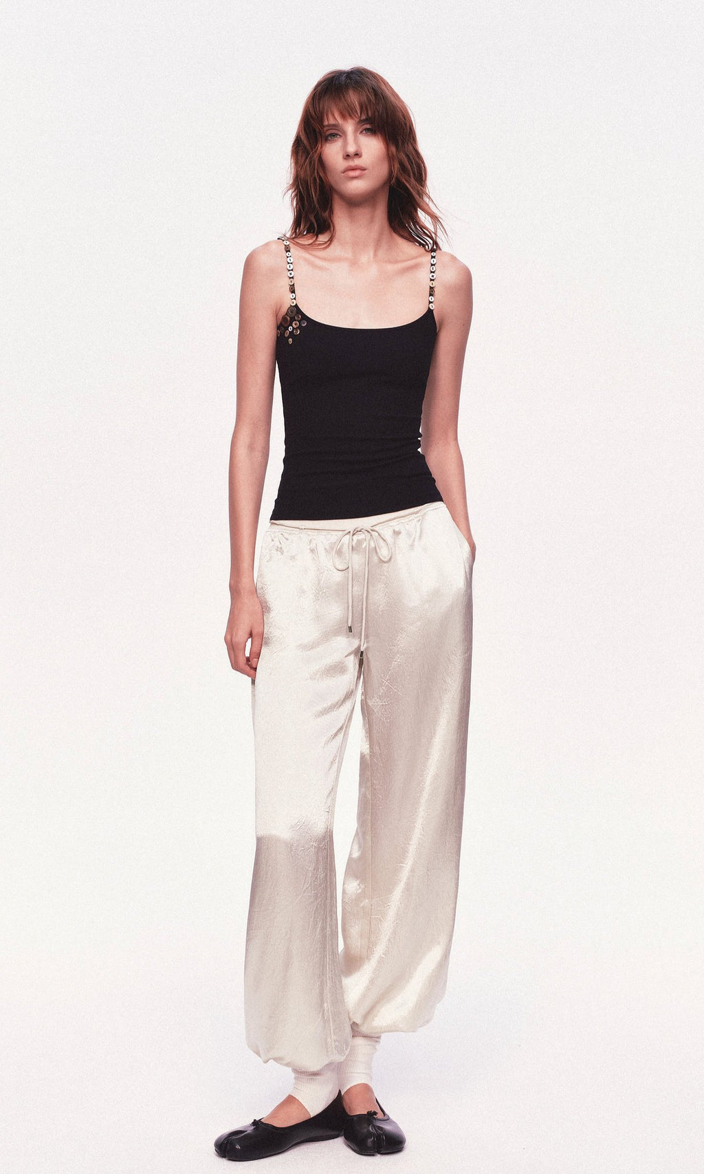 Black Button Strap Knit Top