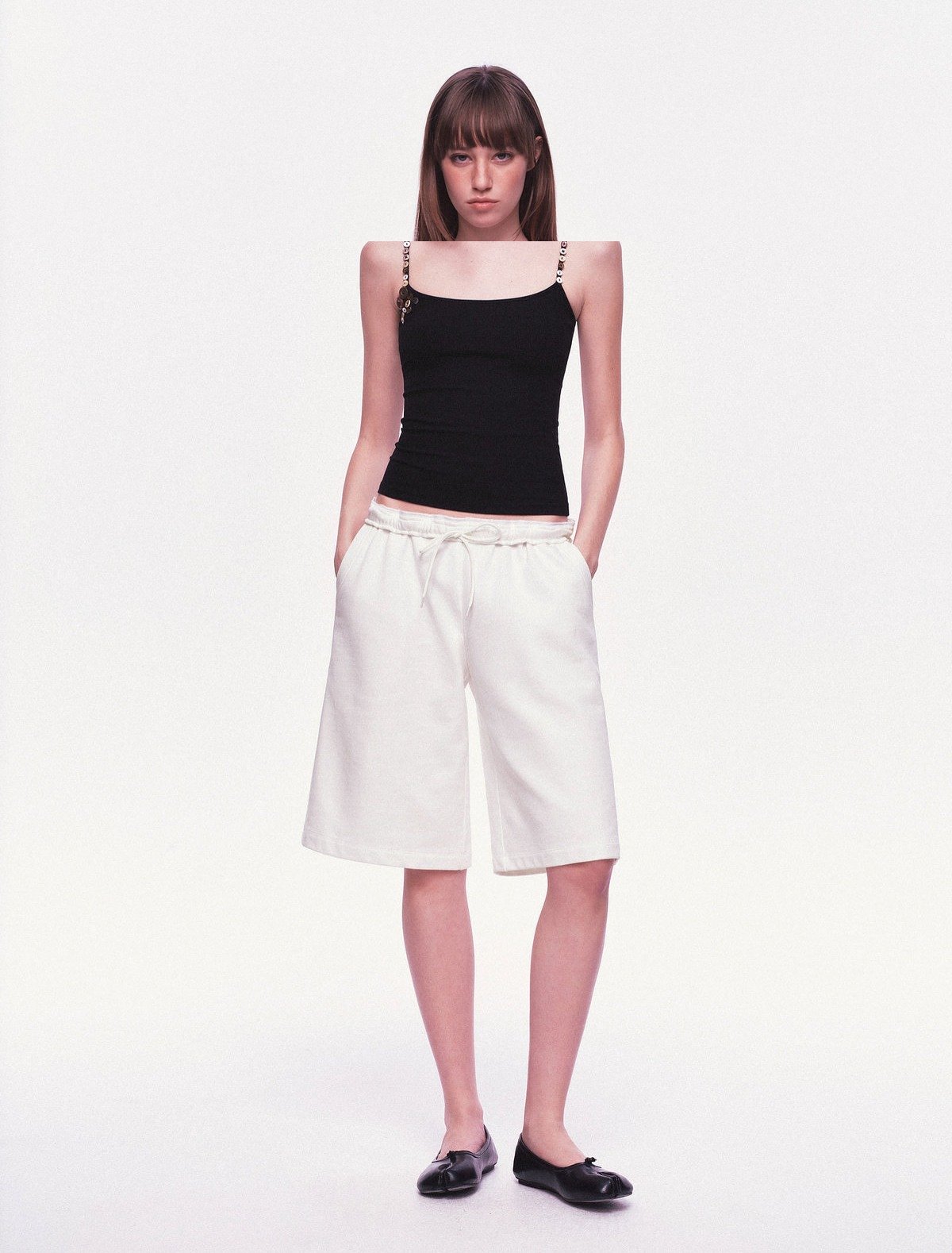 Black Button Strap Knit Top