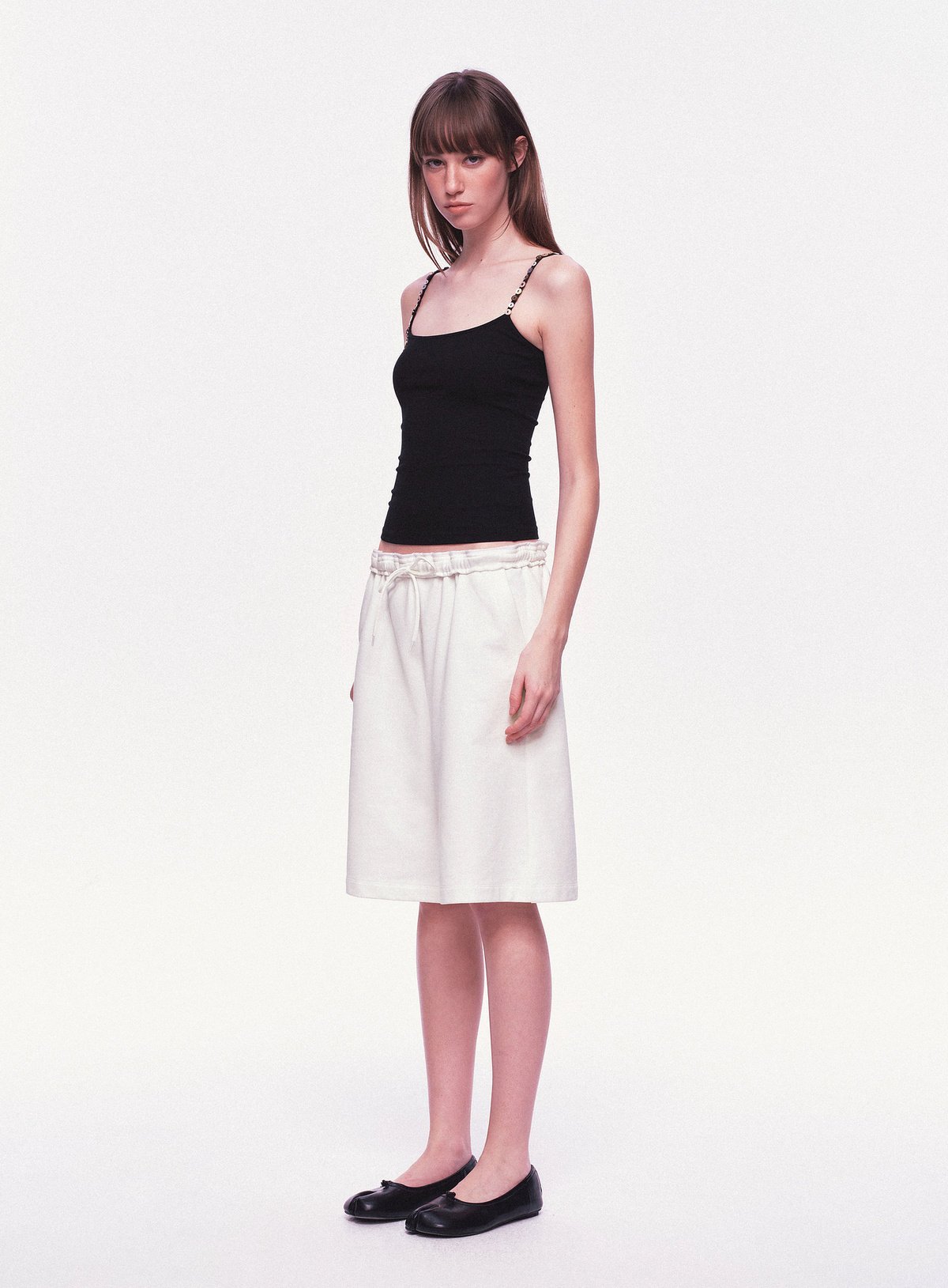 Black Button Strap Knit Top