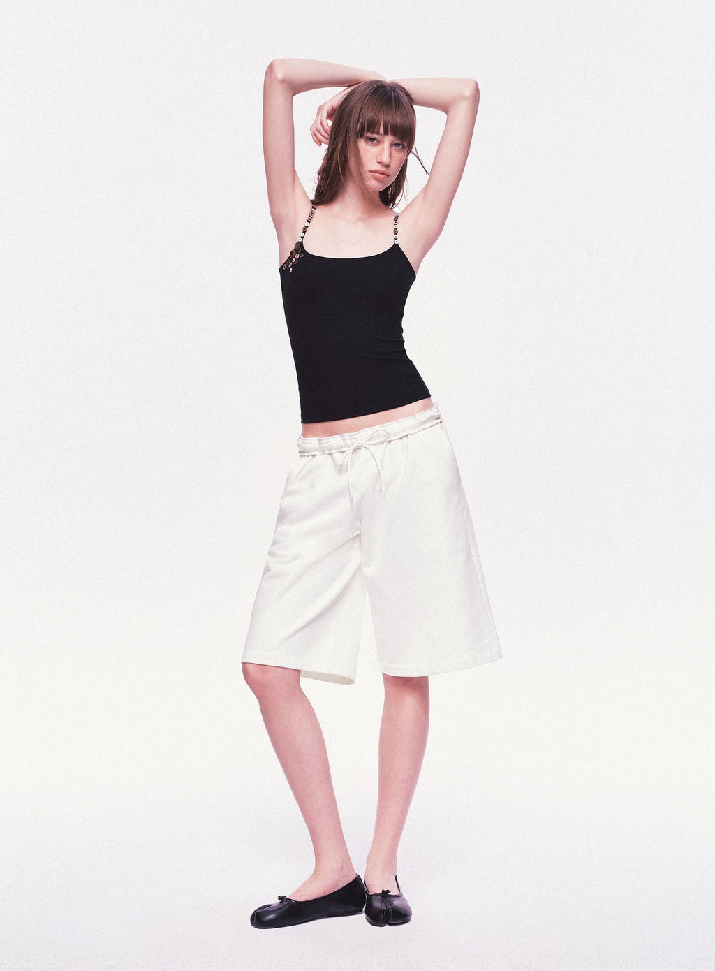 Black Button Strap Knit Top