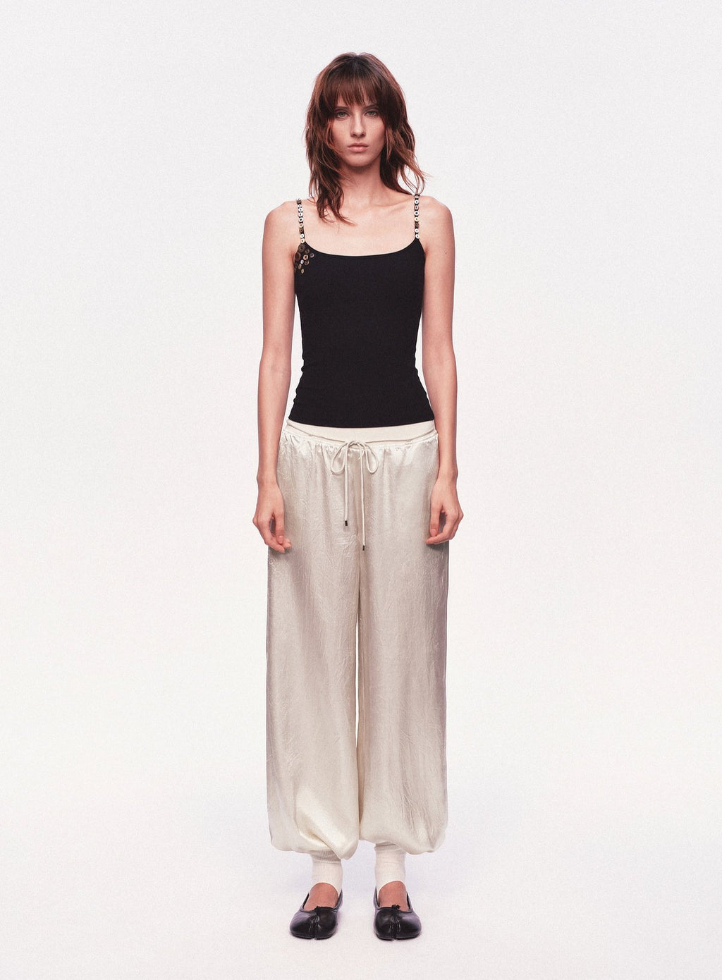 Black Button Strap Knit Top