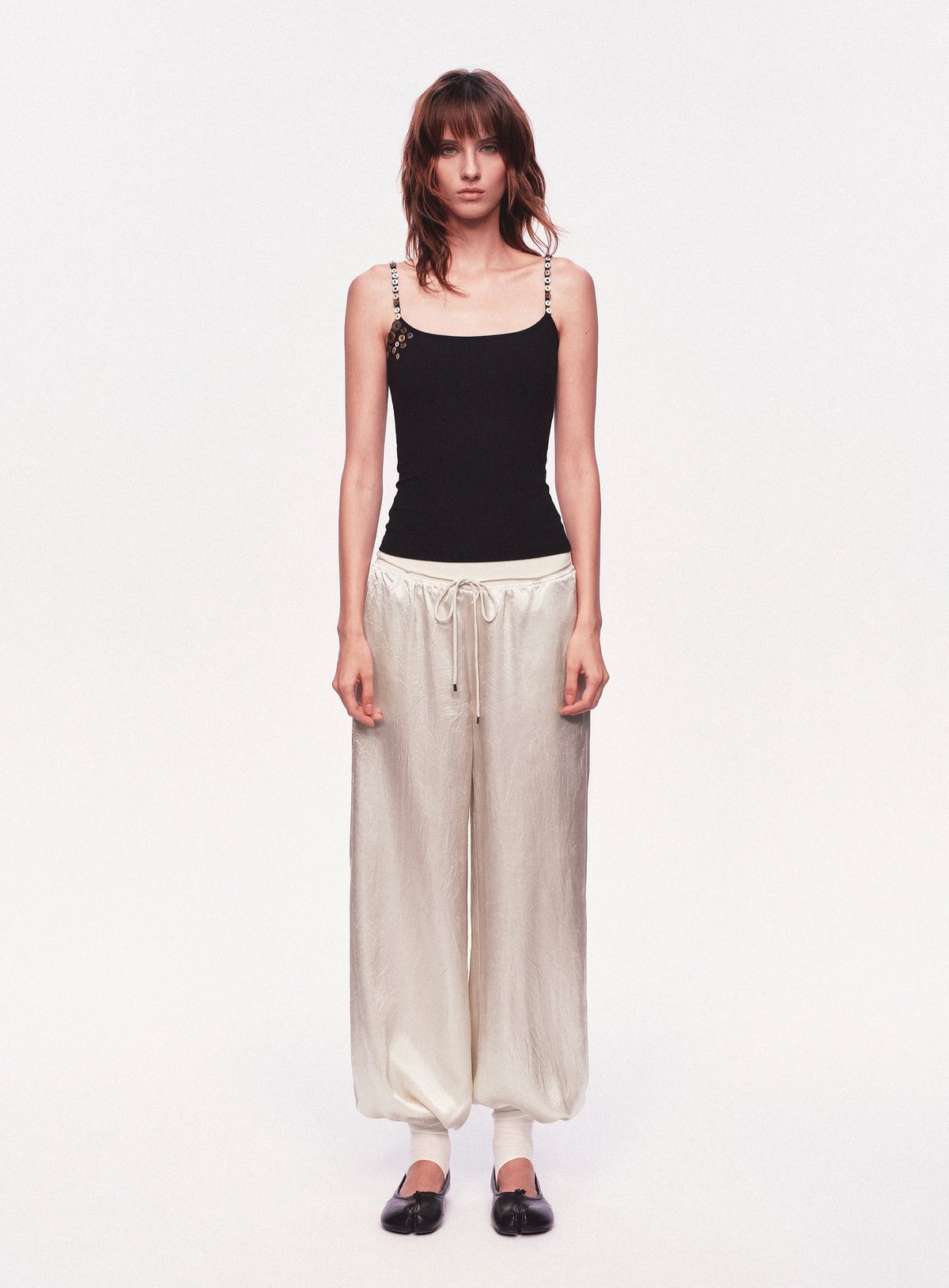 Black Button Strap Knit Top