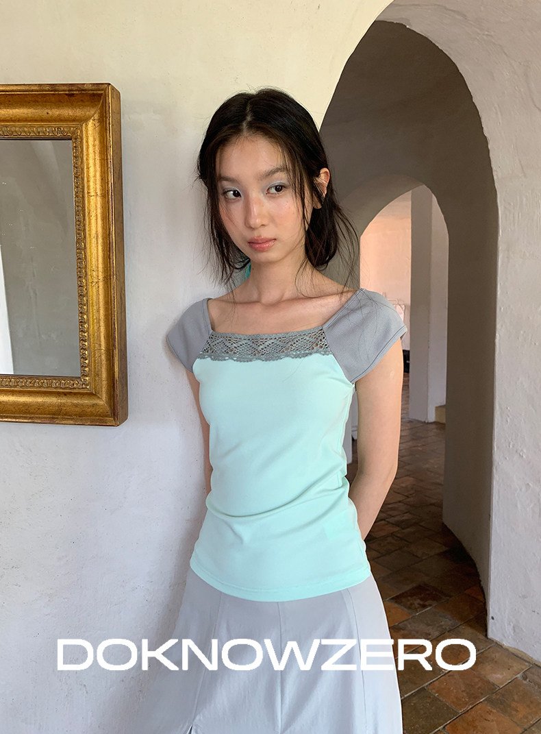 Mint Lace Frame Top