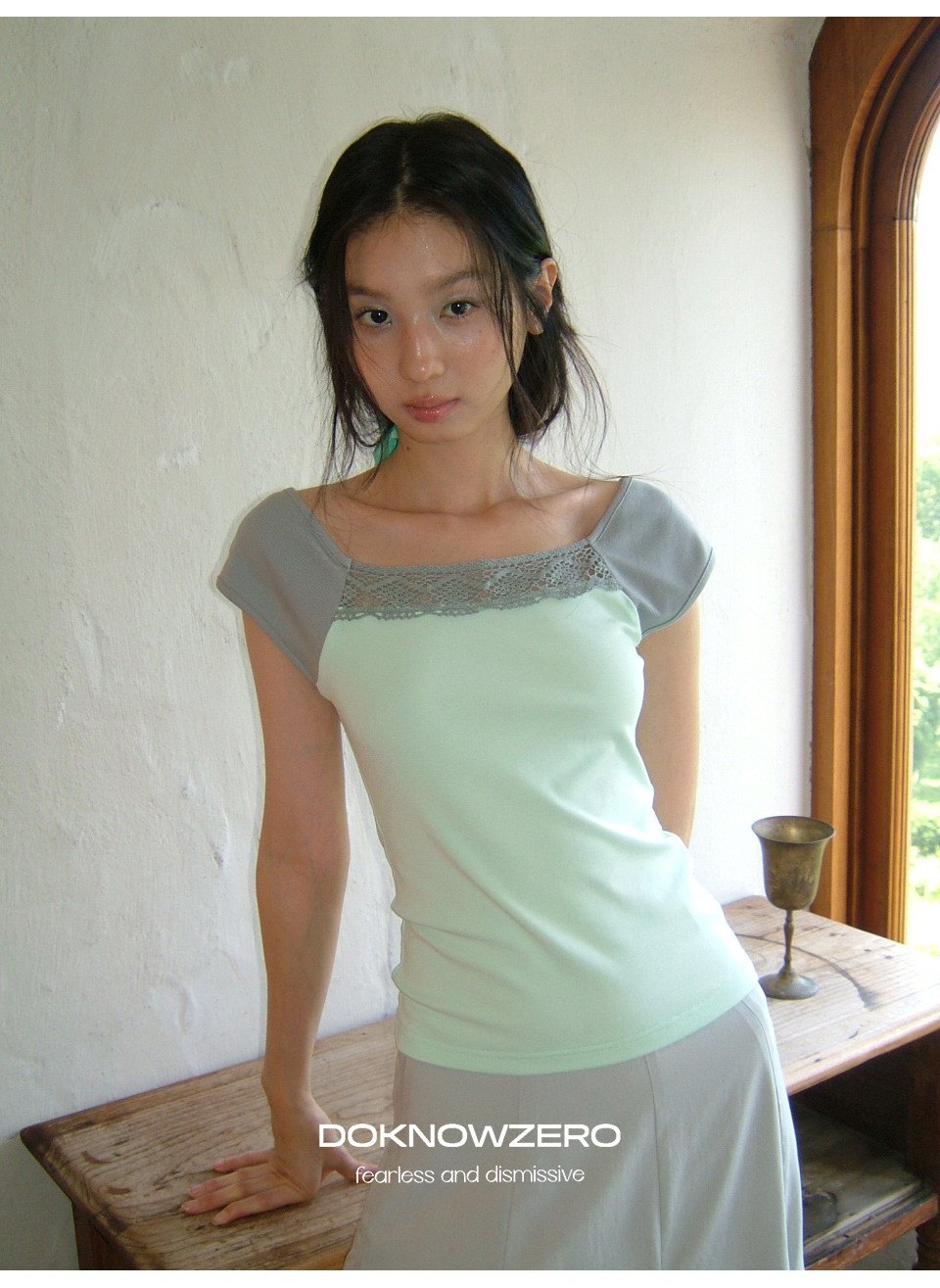 Mint Lace Frame Top