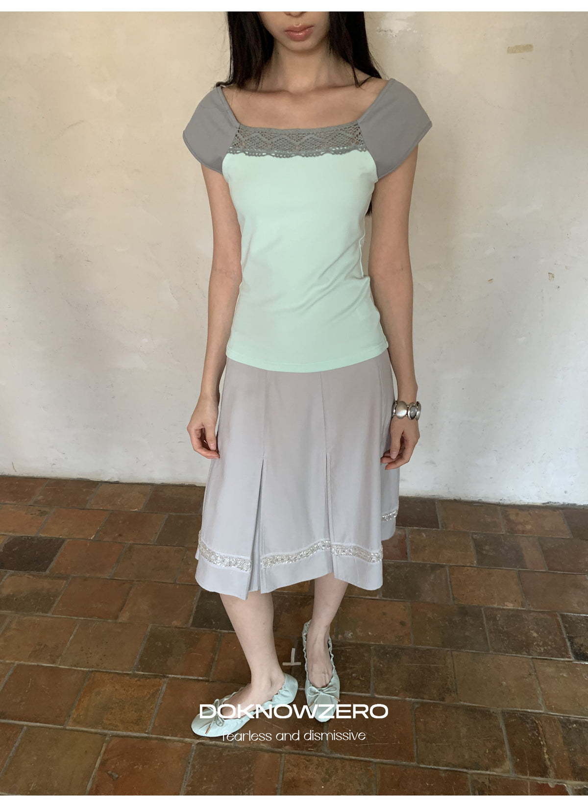 Mint Lace Frame Top