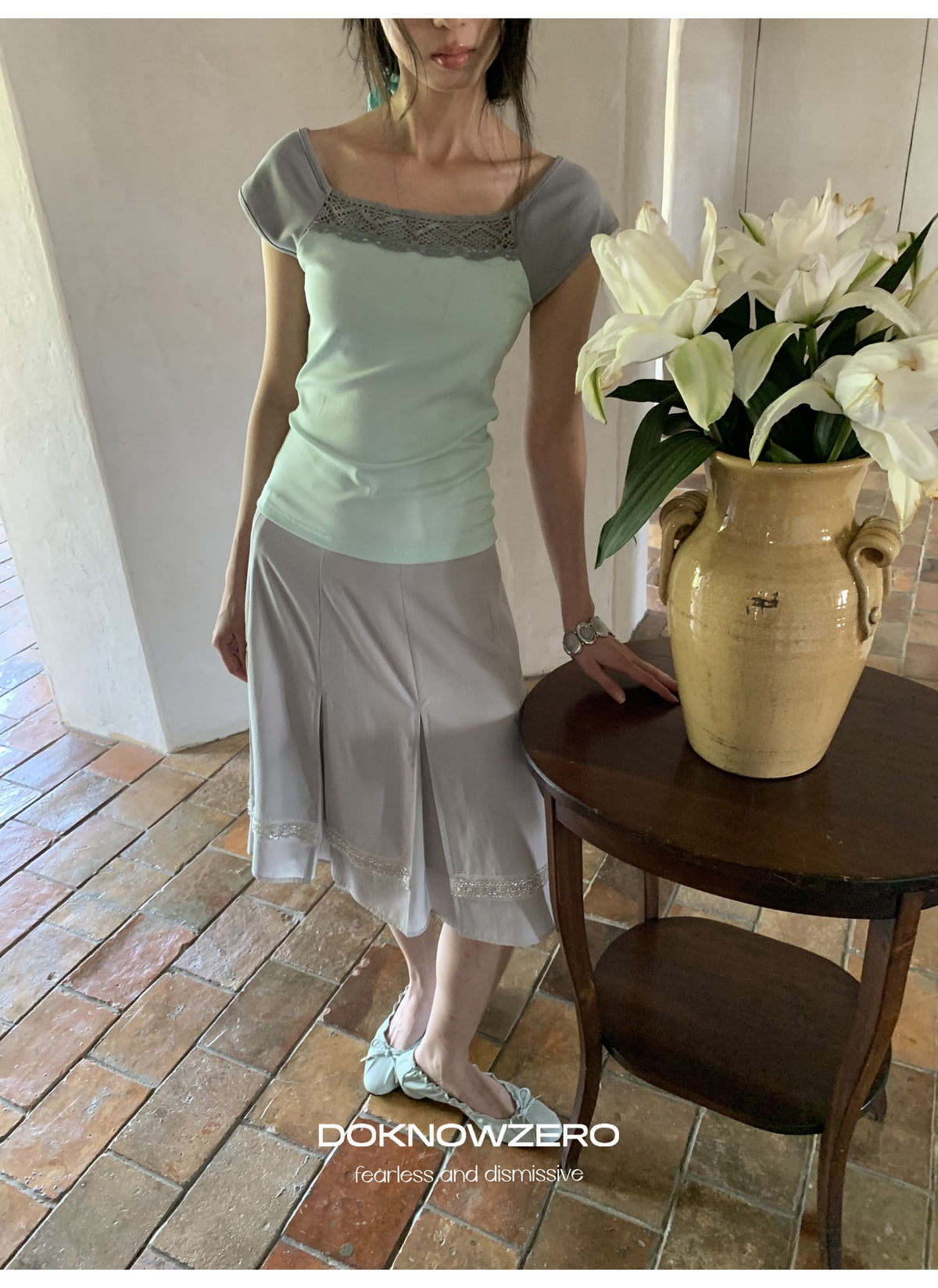 Mint Lace Frame Top