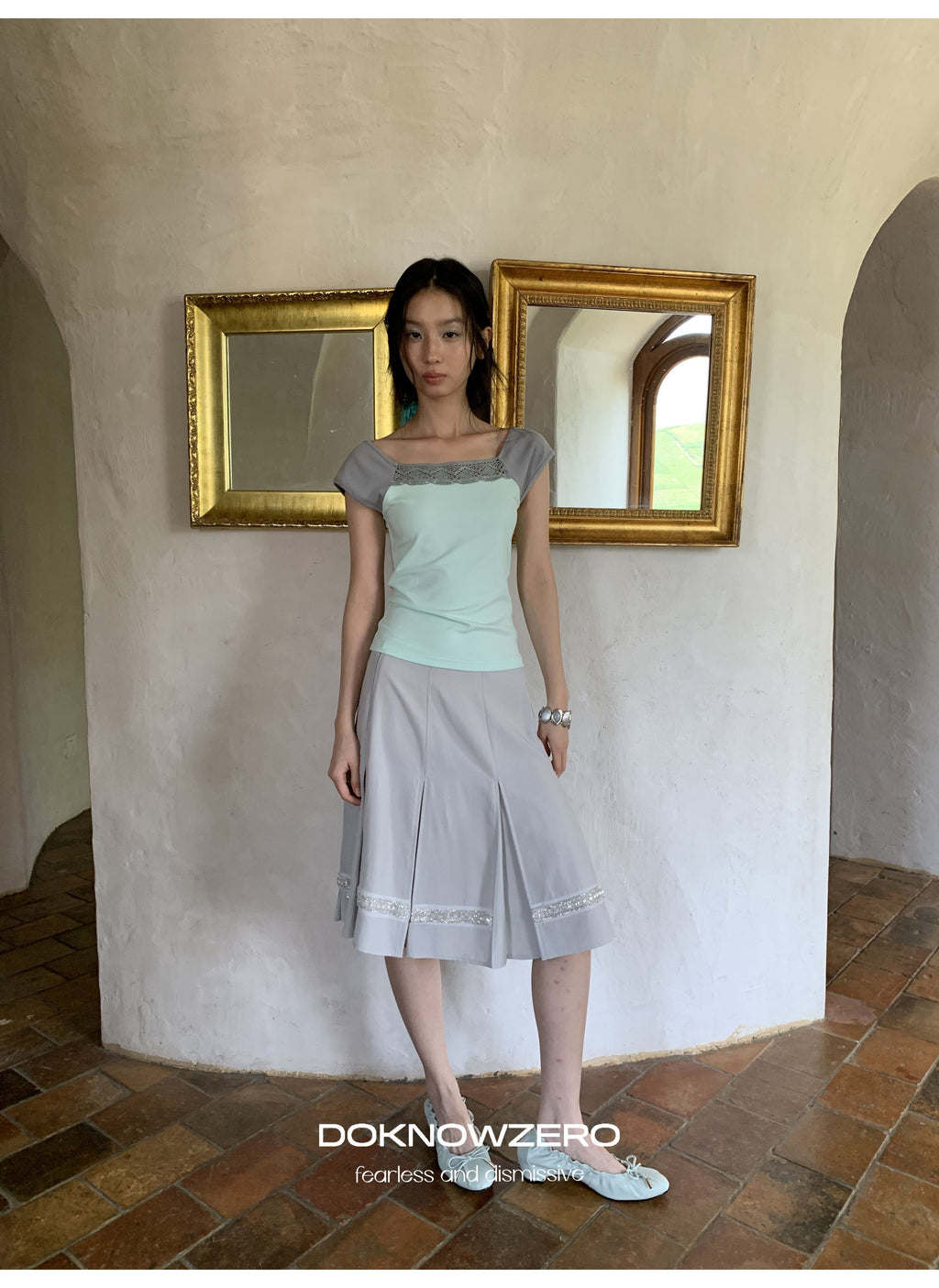 Mint Lace Frame Top