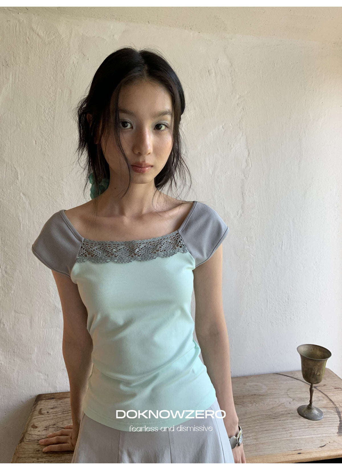 Mint Lace Frame Top