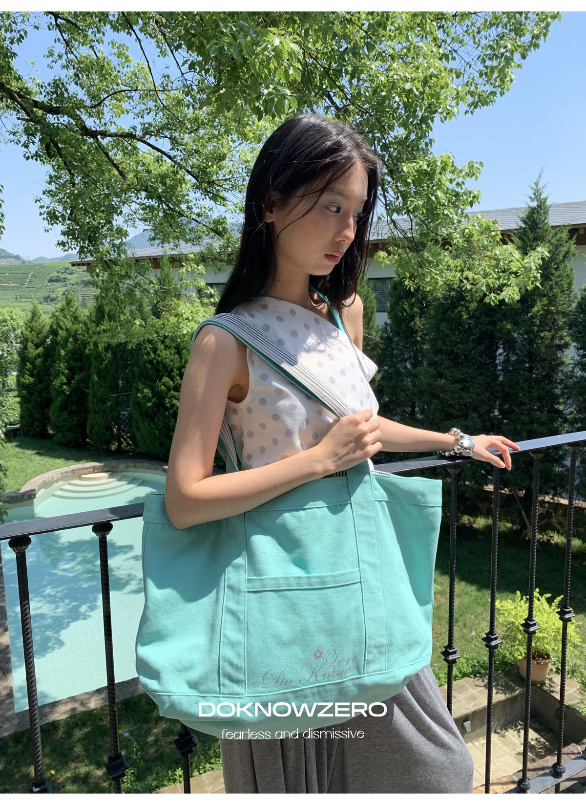 Dot Shirring Waist Top