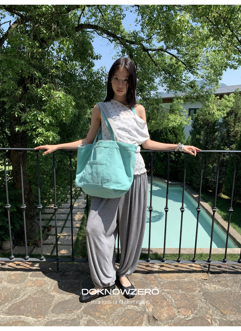 Dot Shirring Waist Top