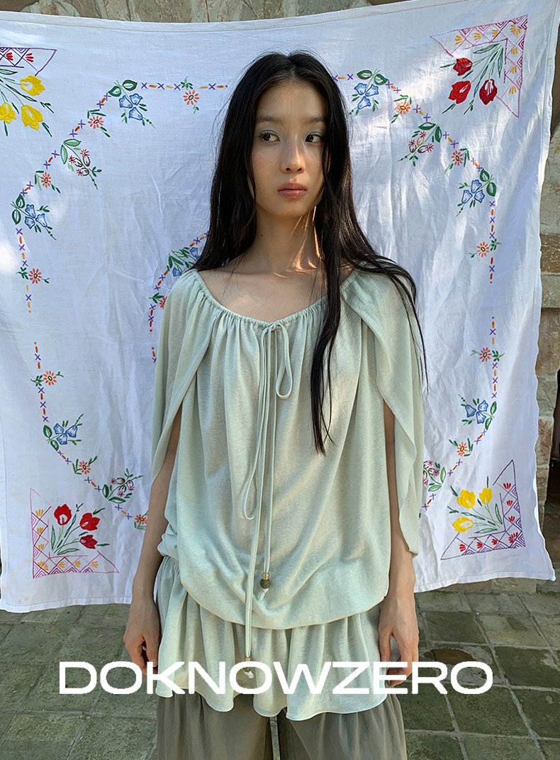 Linen Blend Draped Top