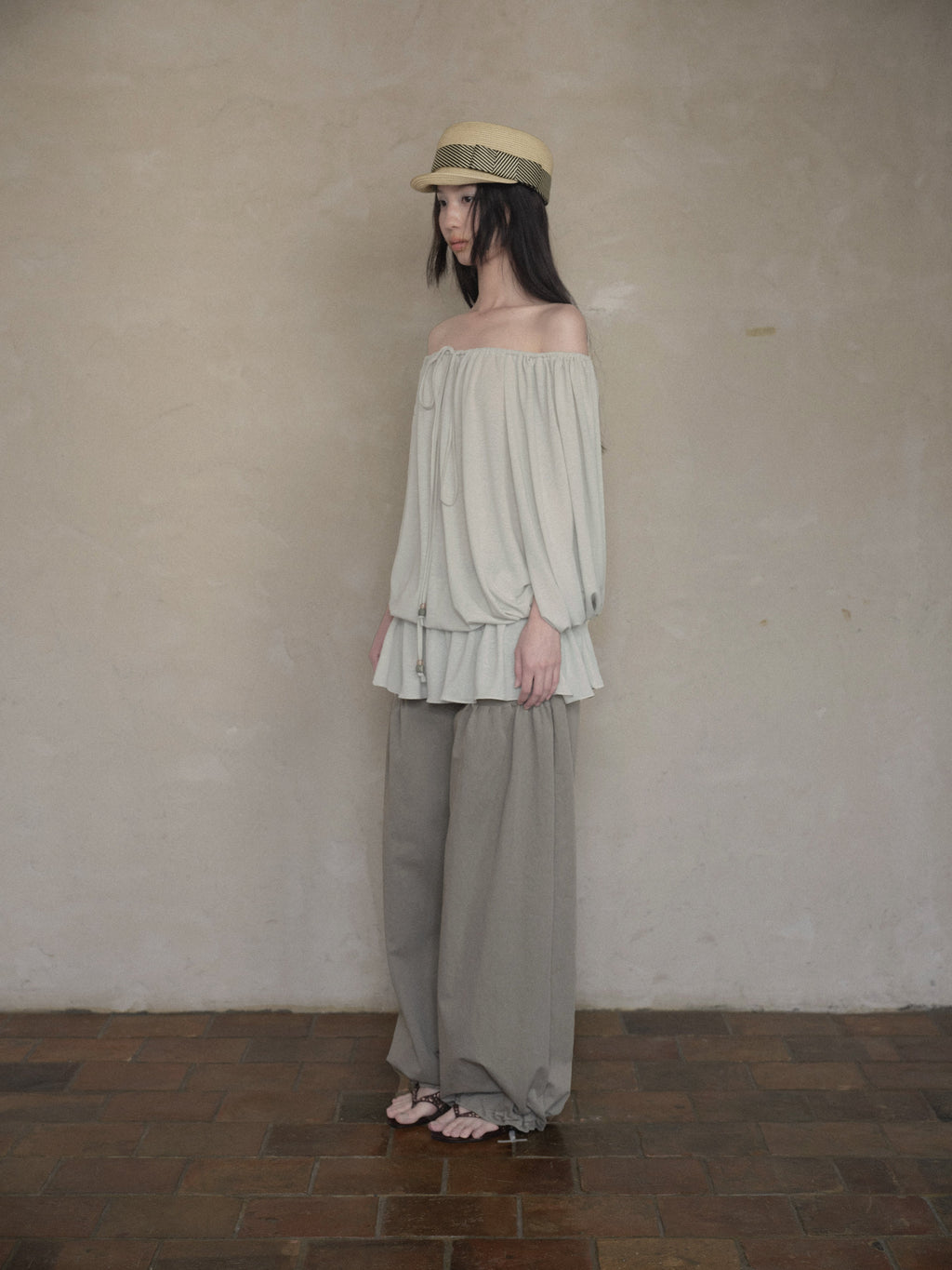 Linen Blend Draped Top