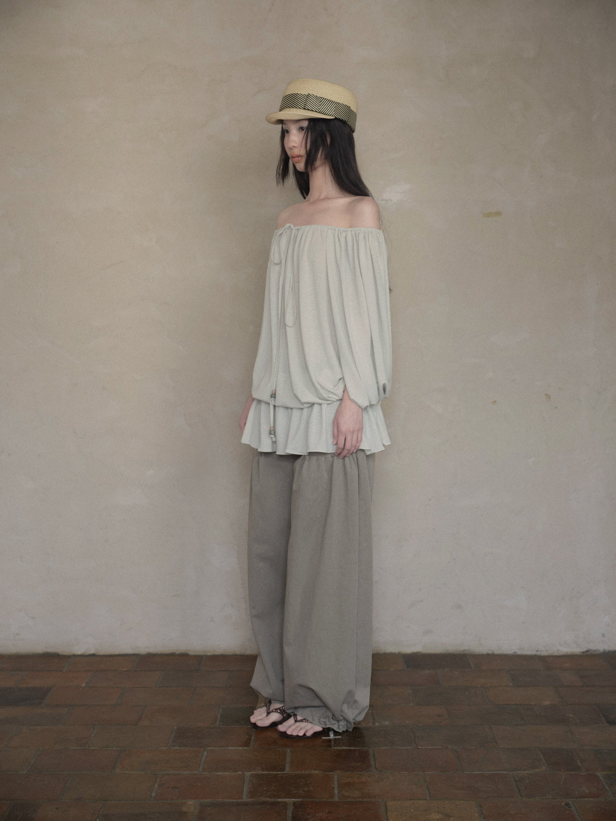 Linen Blend Draped Top