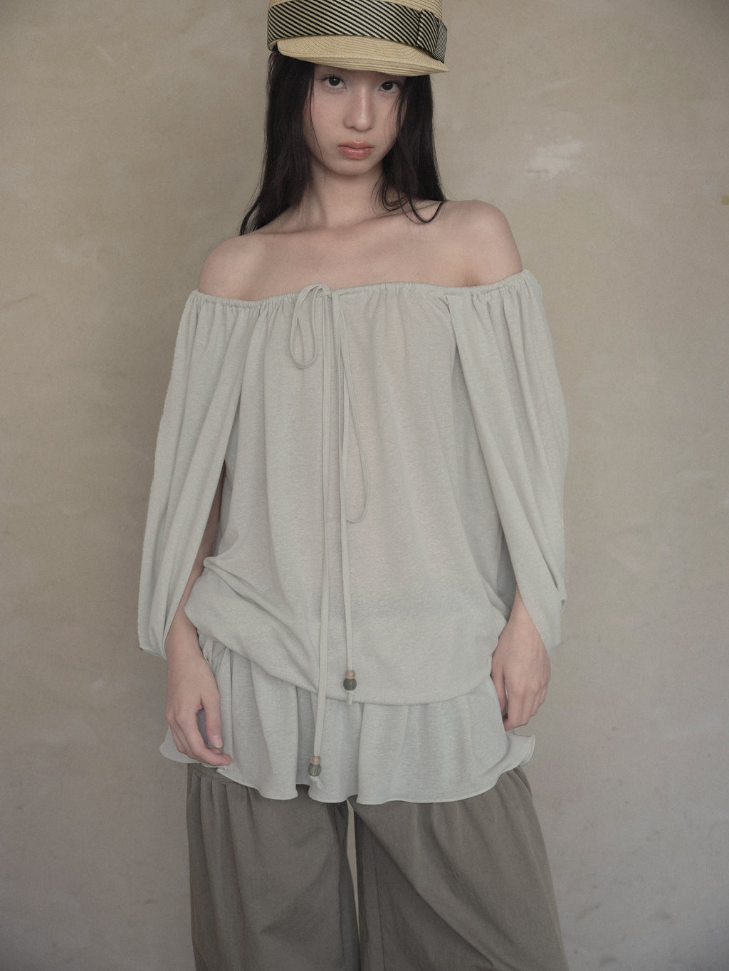 Linen Blend Draped Top