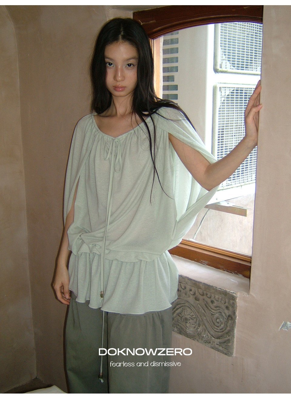 Linen Blend Draped Top