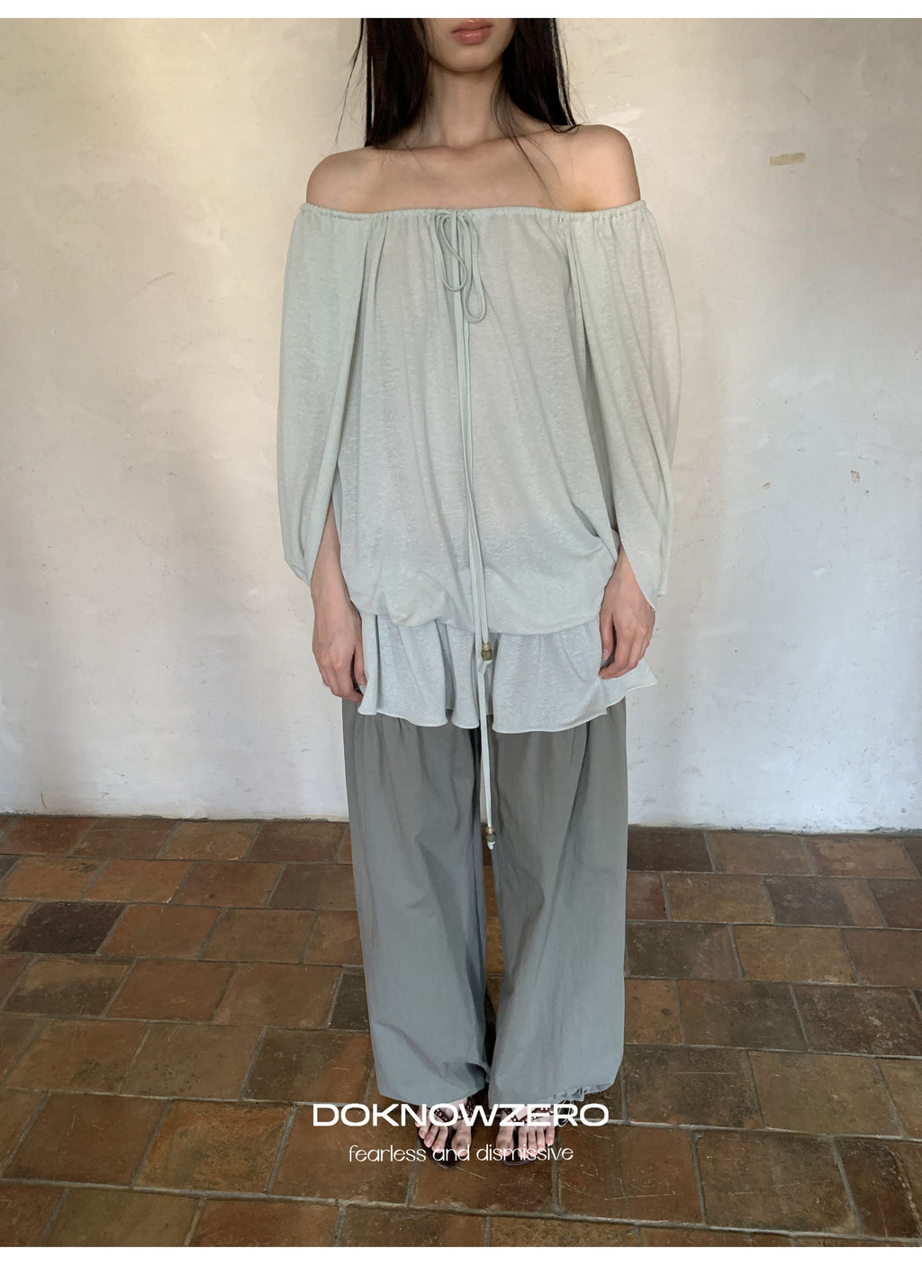 Linen Blend Draped Top