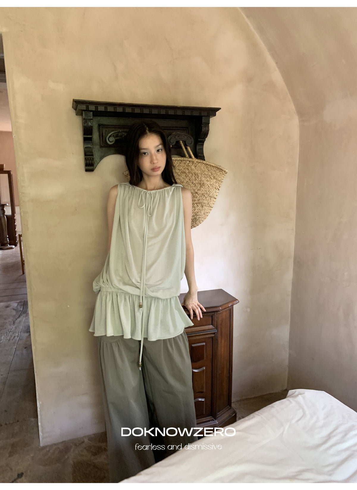 Linen Blend Draped Top
