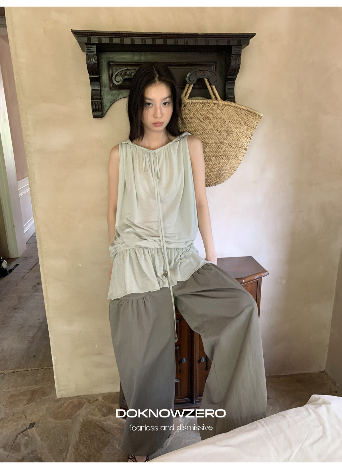 Linen Blend Draped Top