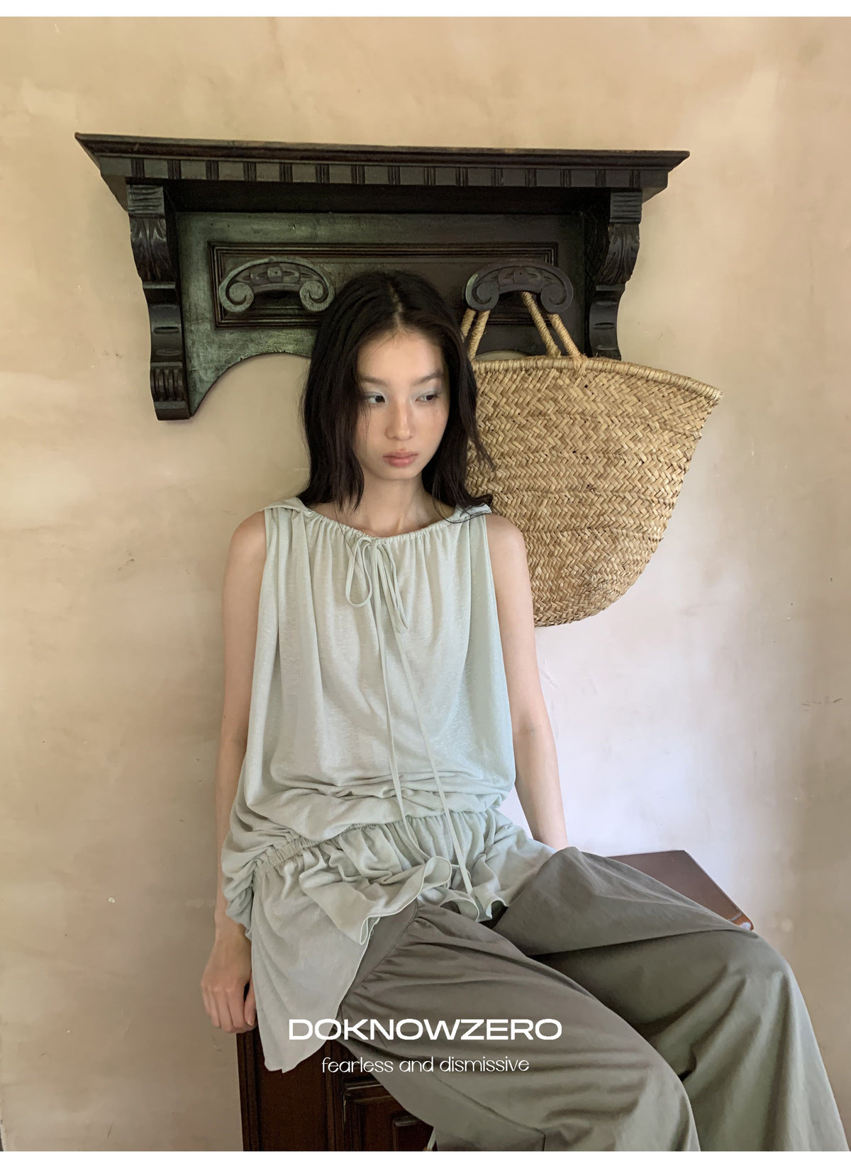 Linen Blend Draped Top