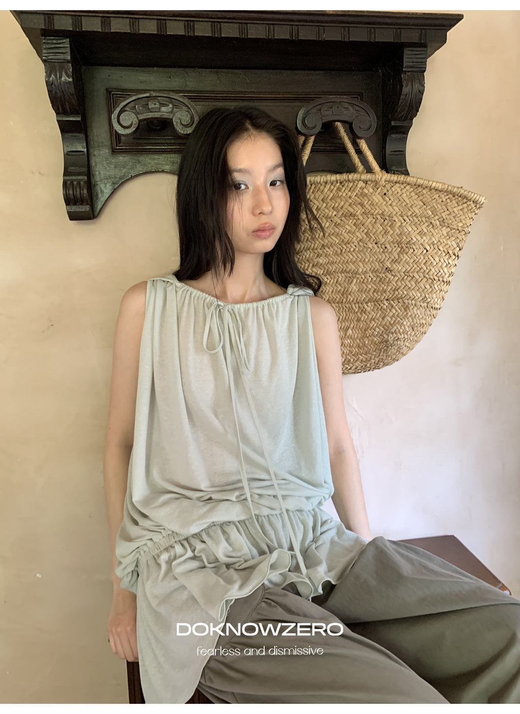 Linen Blend Draped Top