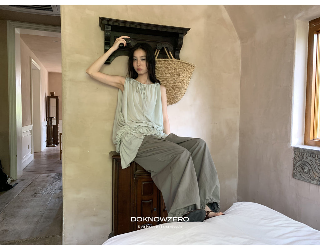 Linen Blend Draped Top