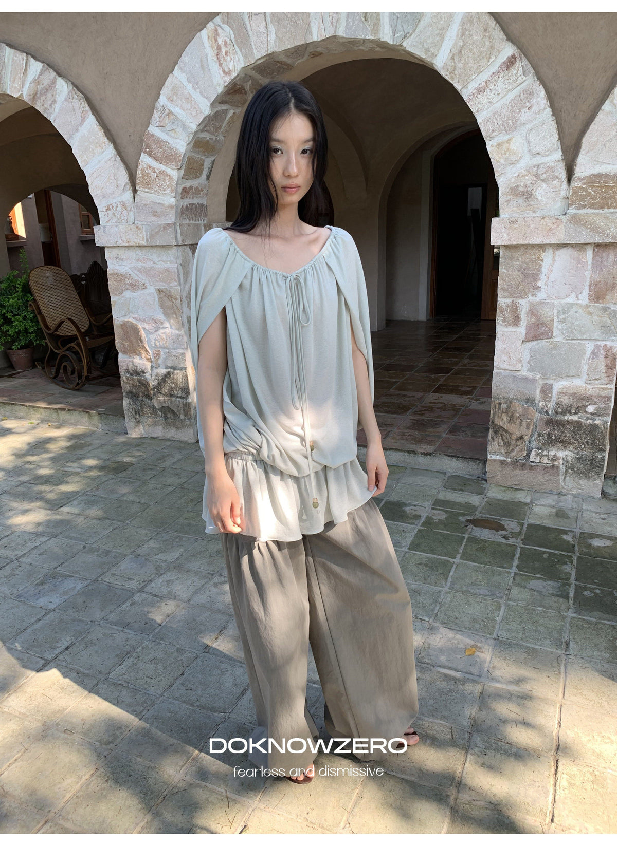 Linen Blend Draped Top