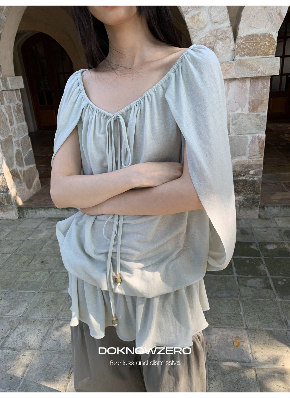 Linen Blend Draped Top