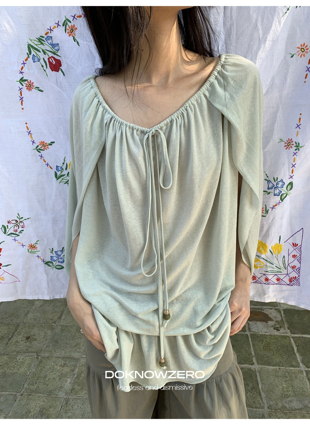 Linen Blend Draped Top